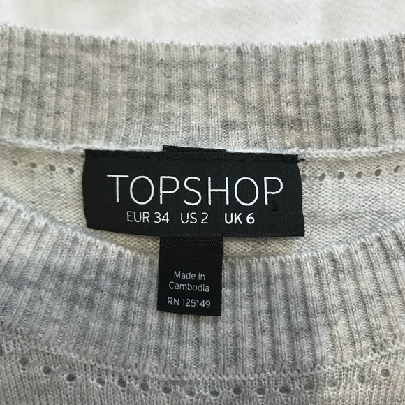 TOPSHOP GREY CREW NECK SWEATER WITH SLIT DETAIL - Picture 3 of 3